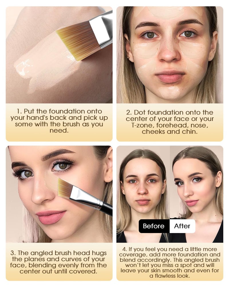 EIGSHOW Flat Foundation Brush, Vegan Synthetic Bristles, Streak Free Application, Face Makeup Brush For Blending Liquid, Cream, Face Mask (E870B) - Image 4